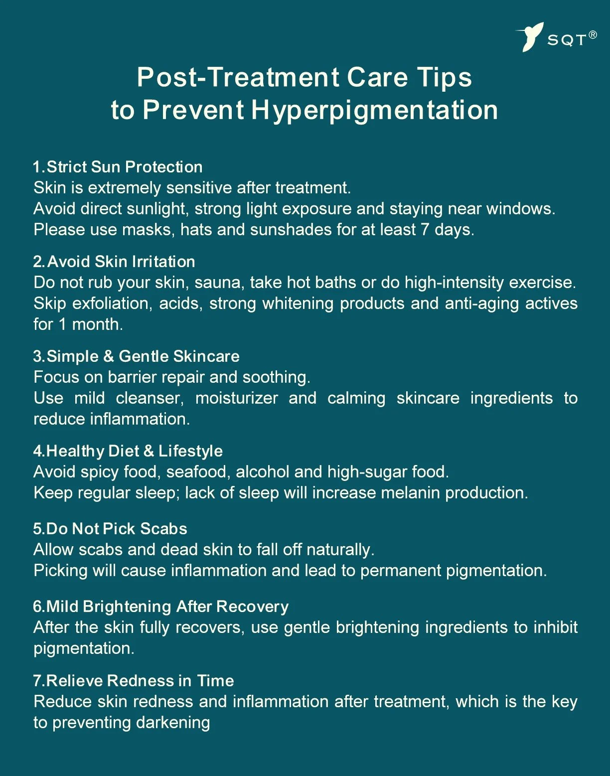 Seven aftercare rules after bio microneedling: strict sun protection for at least seven days, avoid heat and friction, keep skincare simple and soothing, mind diet and sleep, do not pick scabs, brighten only after full recovery, and settle redness early.