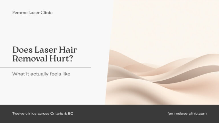 Femme Laser Clinic article header reading "Does laser hair removal hurt? What it actually feels like"