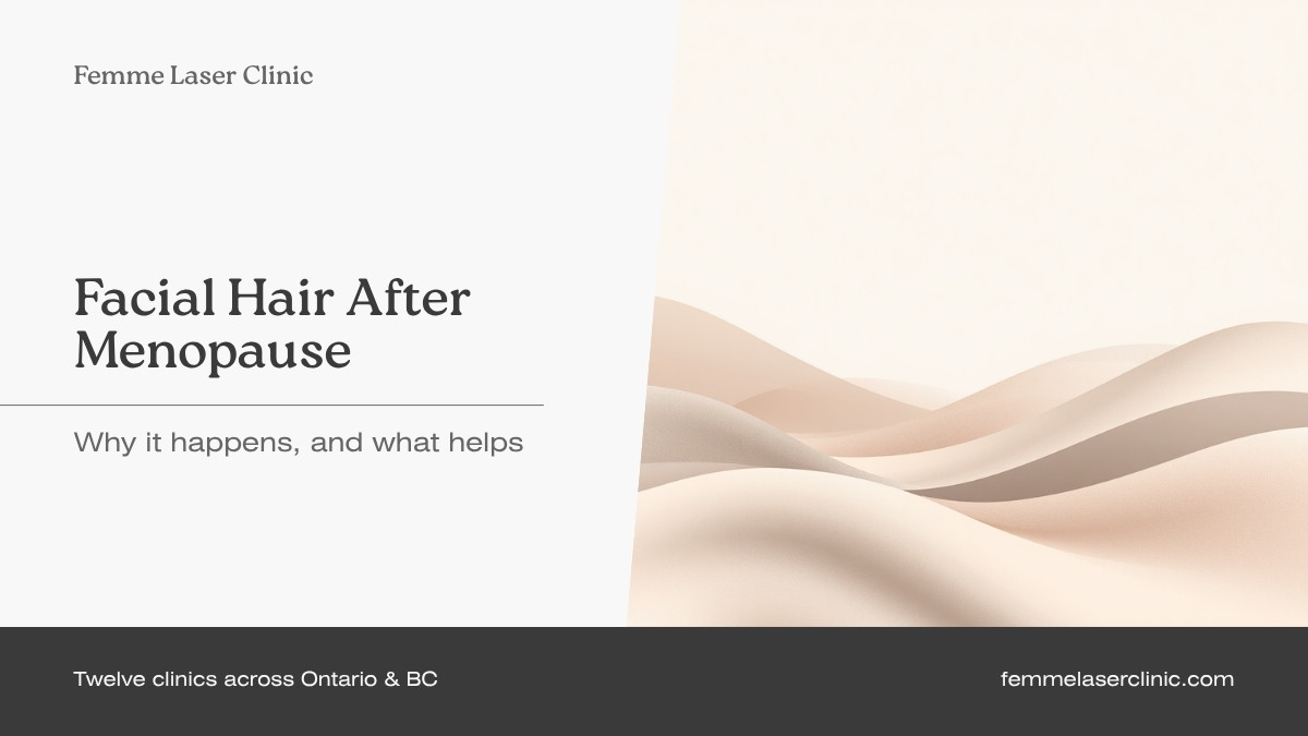 Femme Laser Clinic article header reading Facial Hair After Menopause