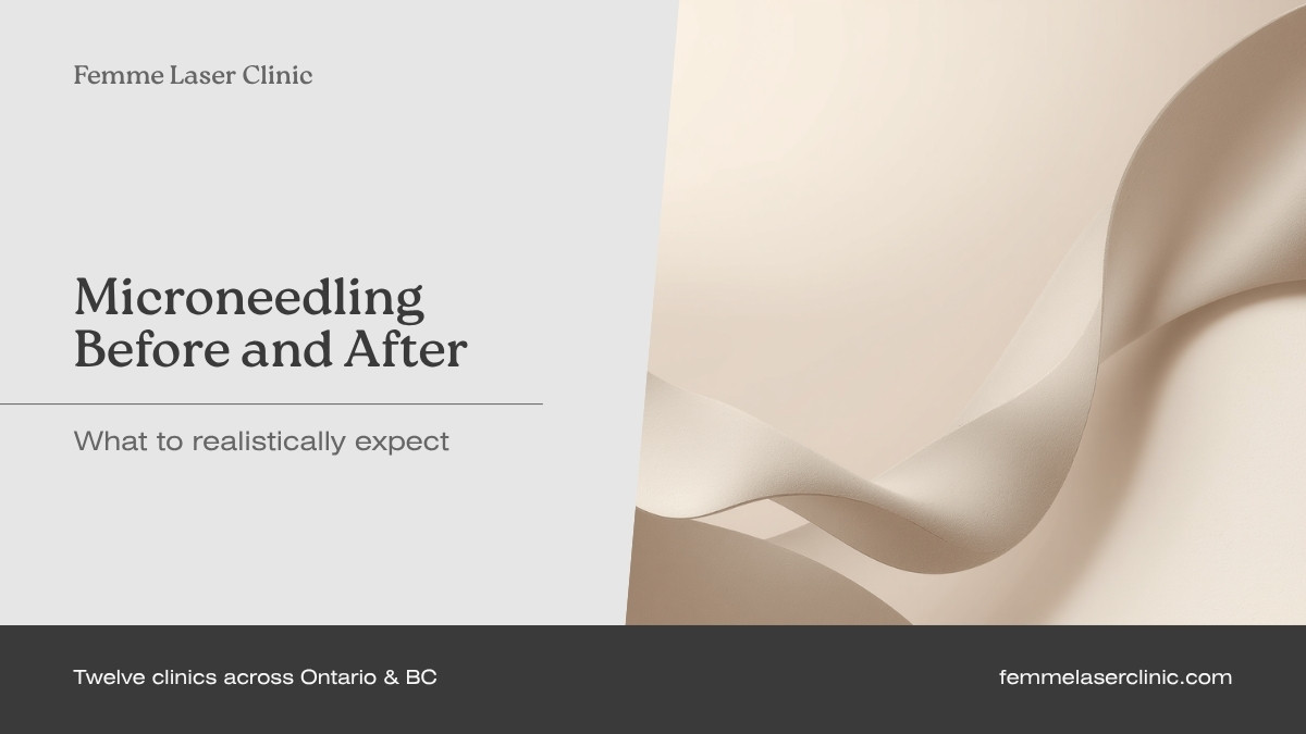 Femme Laser Clinic article header reading "Microneedling before and after: what to realistically expect"