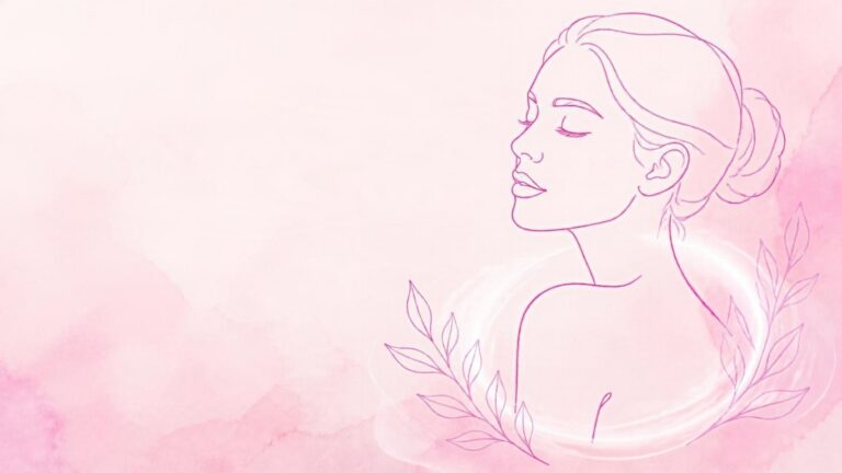 Line illustration of a woman with eyes closed and a soft glow around her shoulder, for an article on laser hair removal side effects