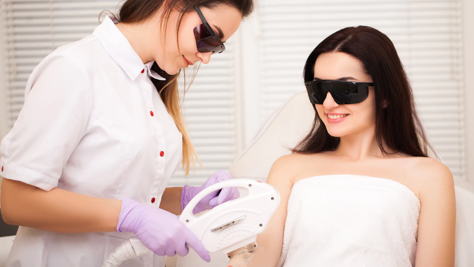 a women getting her arms laser hair removal